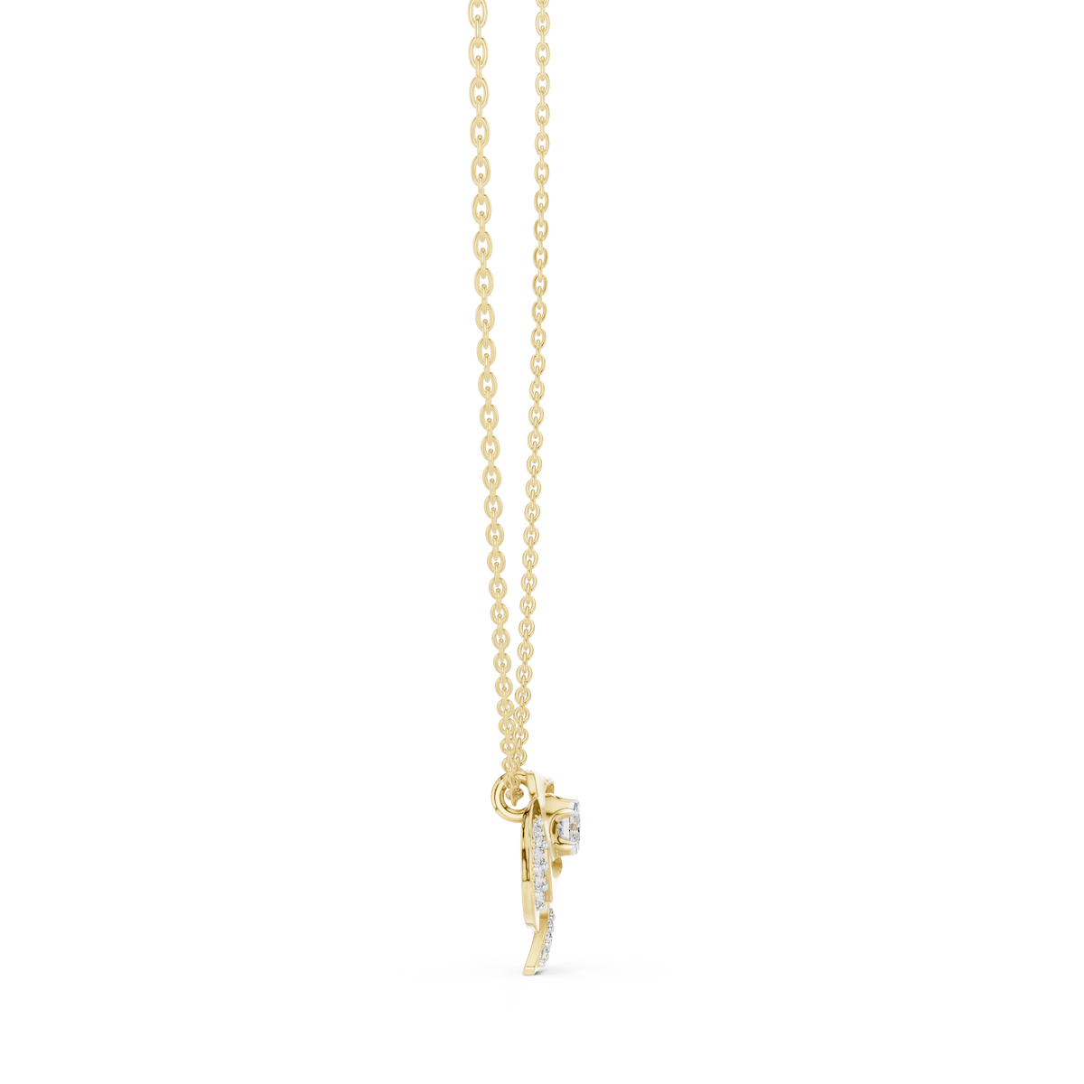Rose Diamond Flower Pendant Necklace