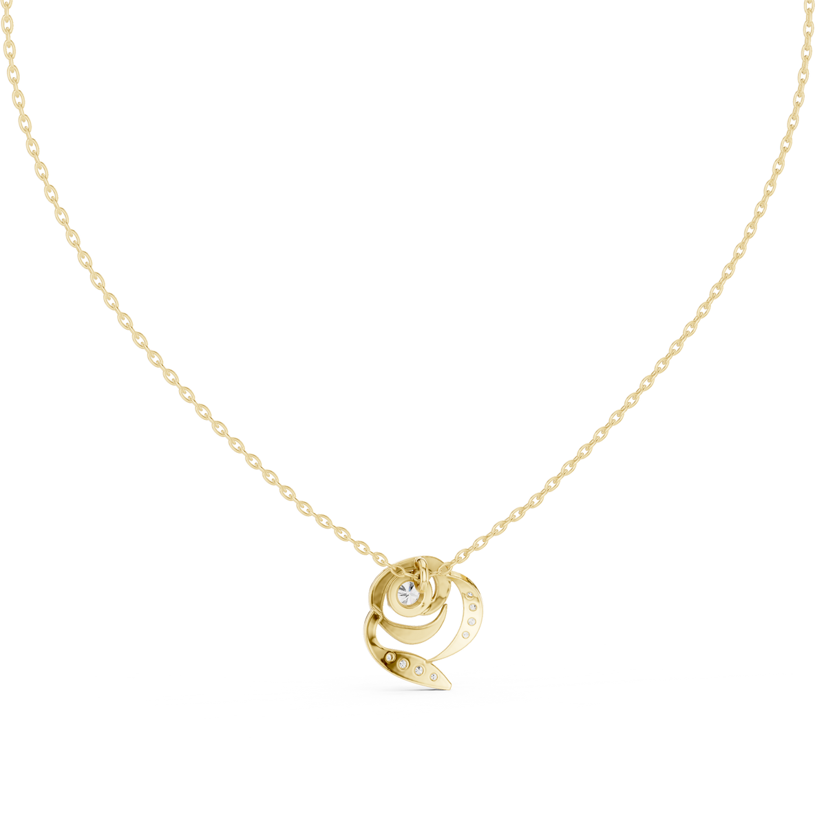 Rose Diamond Flower Pendant Necklace