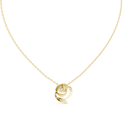 Rose Diamond Flower Pendant Necklace