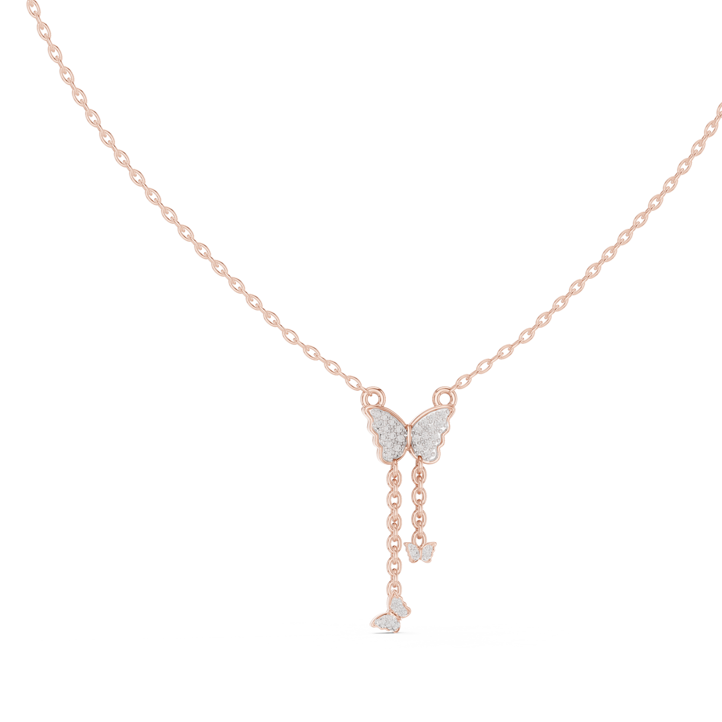 Elegant Butterfly Dangle Necklace with Crystal Pendant