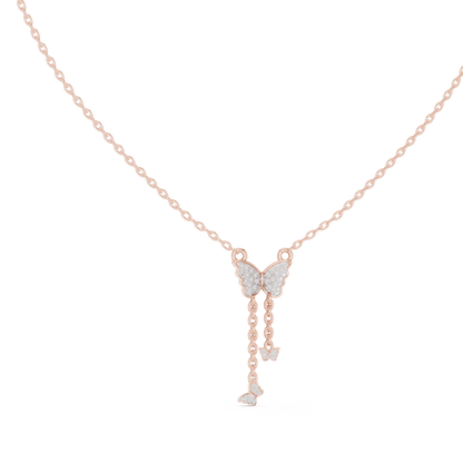 Elegant Butterfly Dangle Necklace with Crystal Pendant