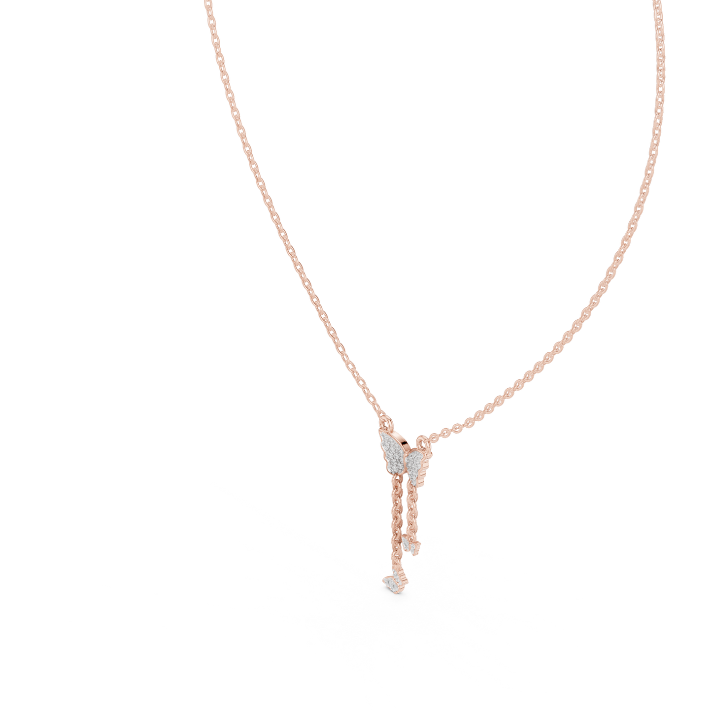 Elegant Butterfly Dangle Necklace with Crystal Pendant