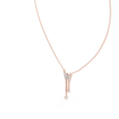 Elegant Butterfly Dangle Necklace with Crystal Pendant