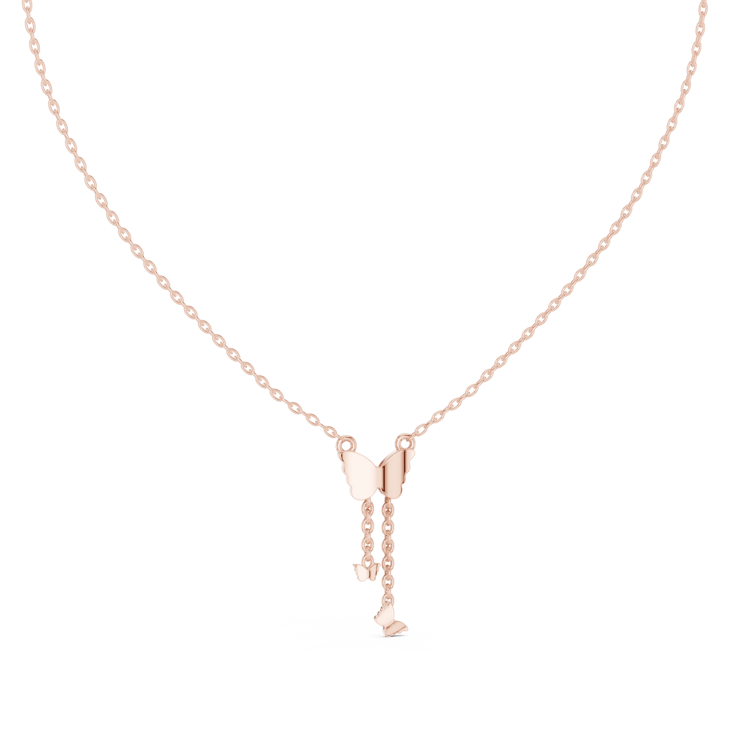 Elegant Butterfly Dangle Necklace with Crystal Pendant