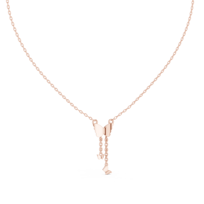 Elegant Butterfly Dangle Necklace with Crystal Pendant