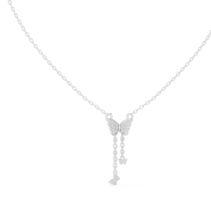 Elegant Butterfly Dangle Necklace with Crystal Pendant