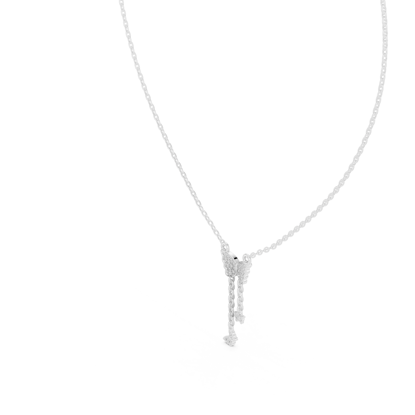 Elegant Butterfly Dangle Necklace with Crystal Pendant