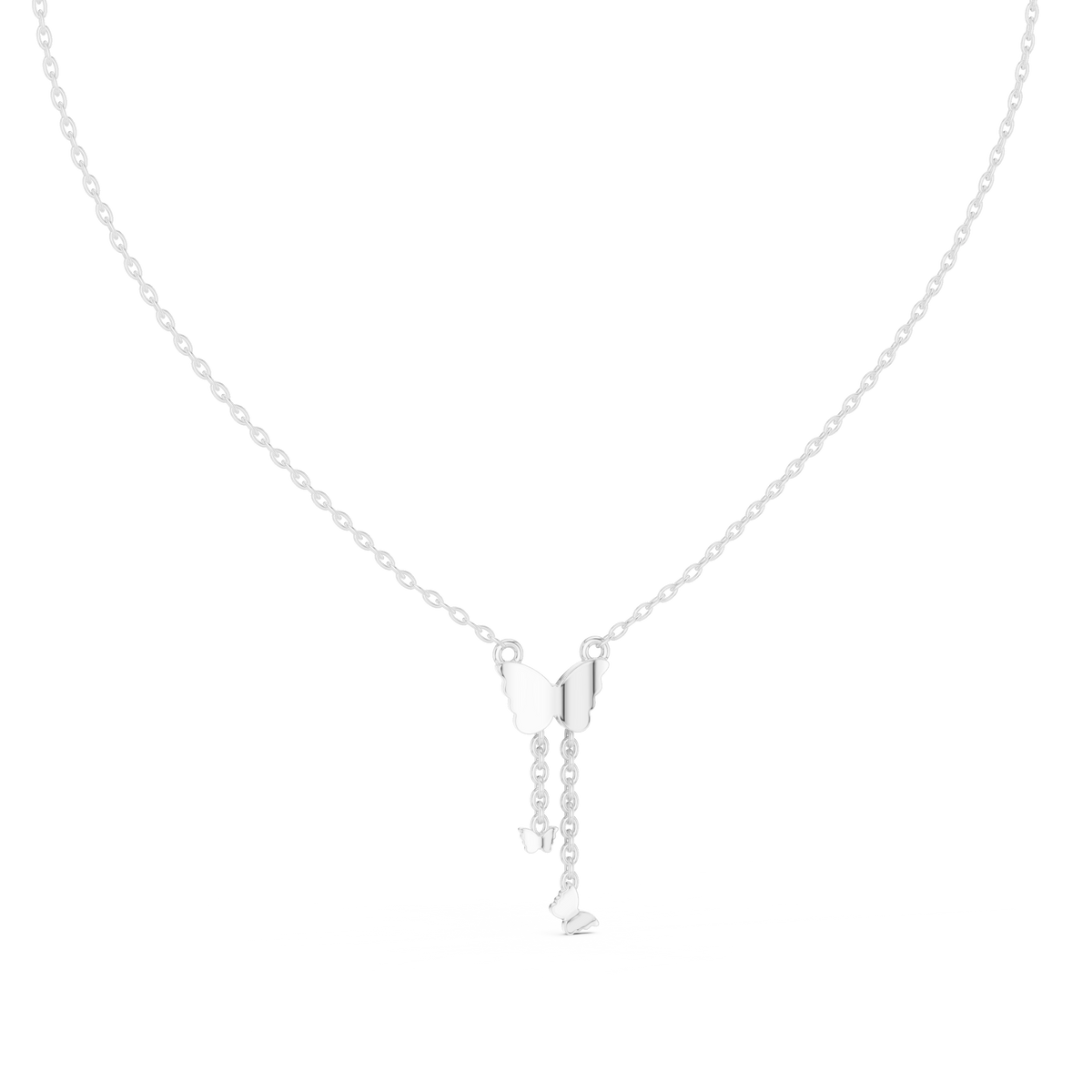 Elegant Butterfly Dangle Necklace with Crystal Pendant