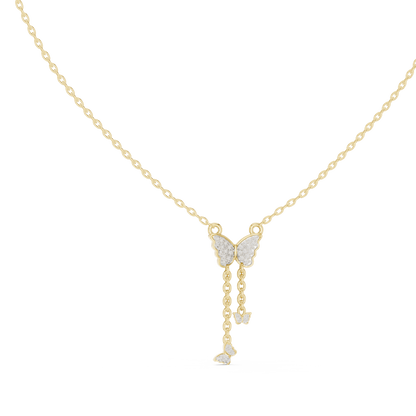 Elegant Butterfly Dangle Necklace with Crystal Pendant