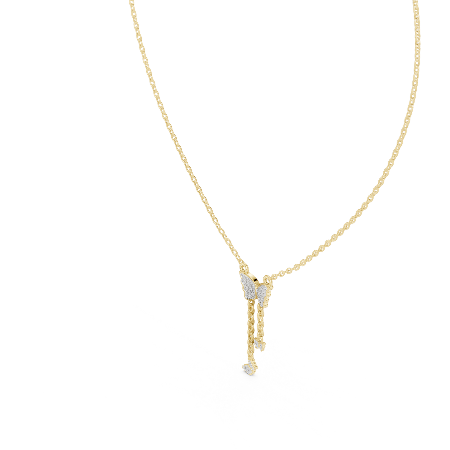 Elegant Butterfly Dangle Necklace with Crystal Pendant