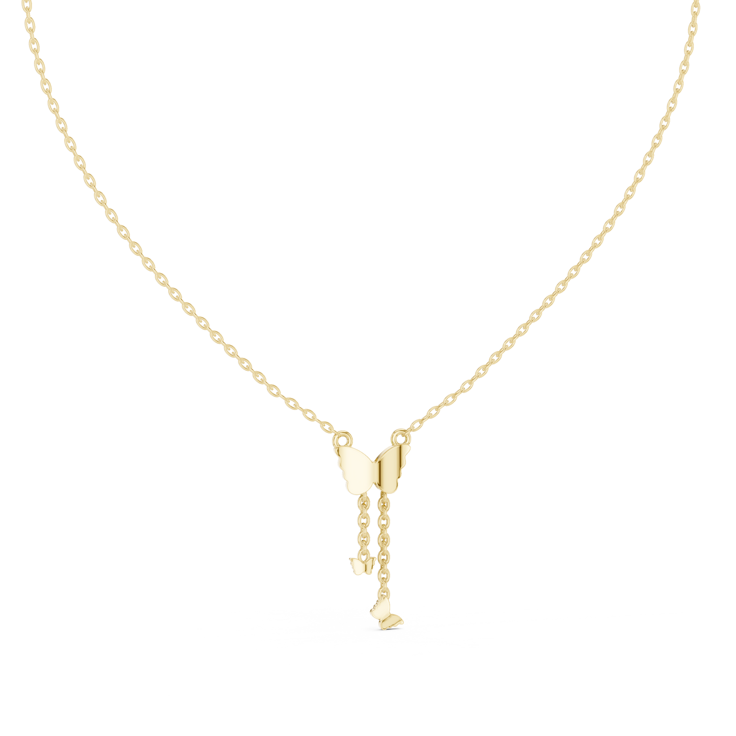 Elegant Butterfly Dangle Necklace with Crystal Pendant