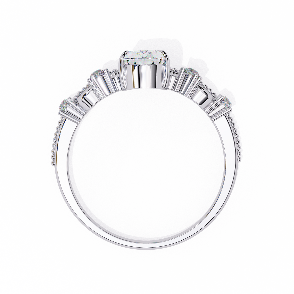 Regal Pear Diamond Tiara Ring White Gold 