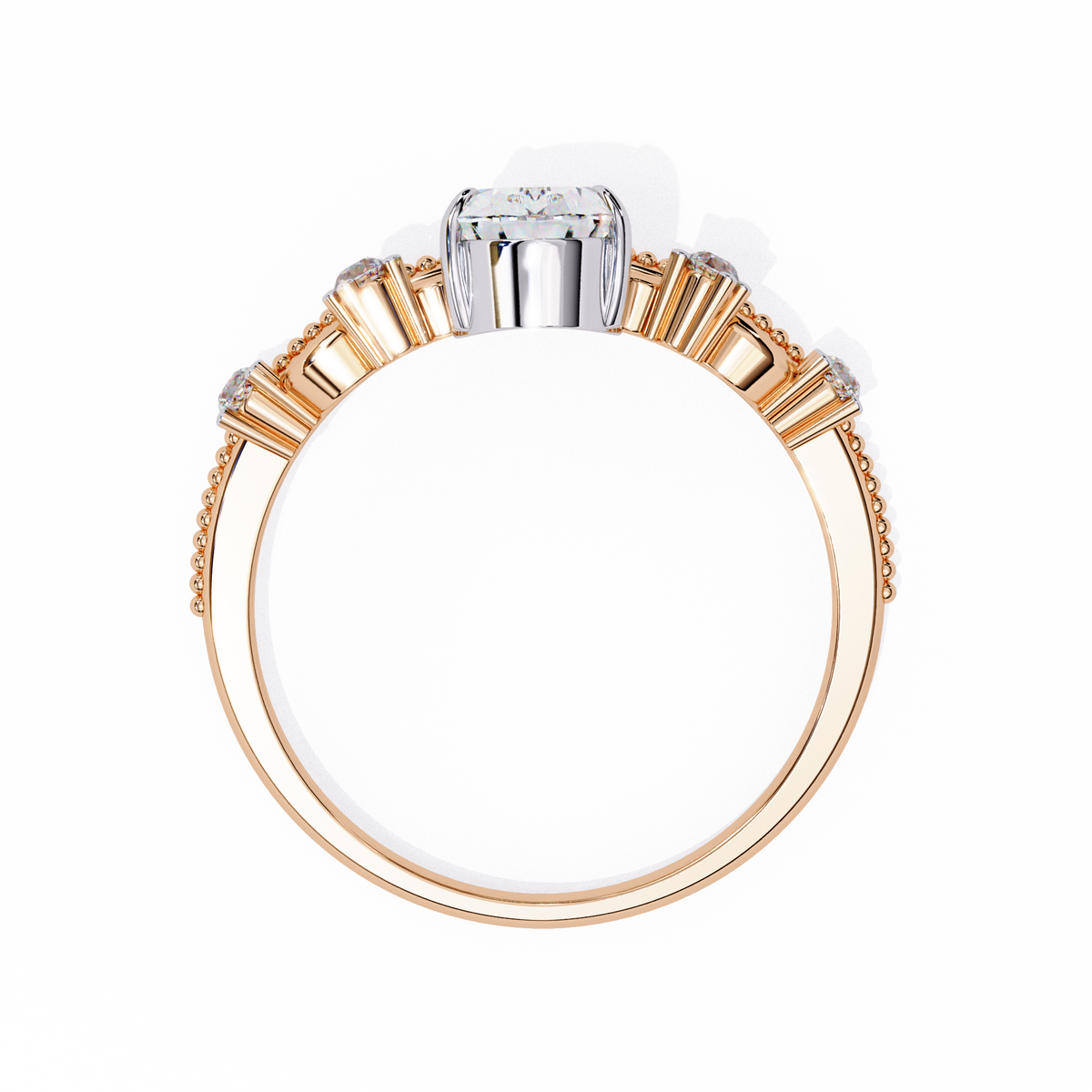 Regal Pear Diamond Tiara Ring Rose Gold 