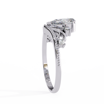 Regal Pear Diamond Tiara Ring White Gold 