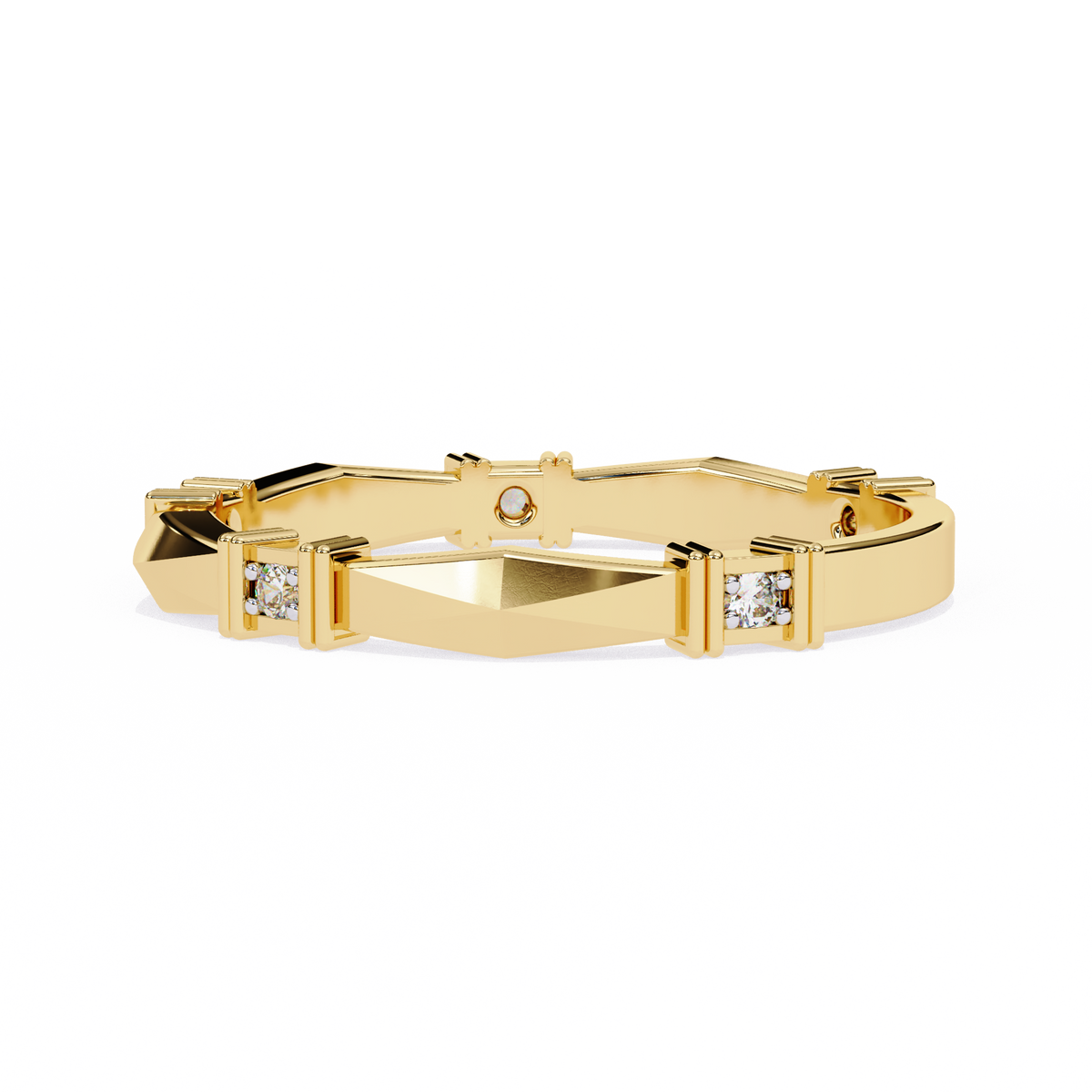 Geometric Diamond Band Ring Yellow Gold