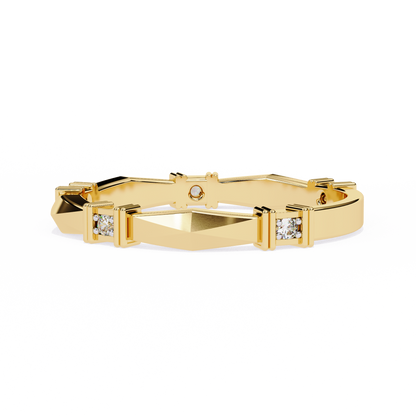 Geometric Diamond Band Ring Yellow Gold