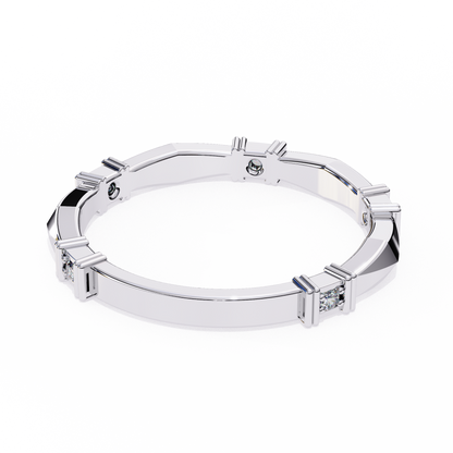 Geometric Diamond Band Ring White Gold