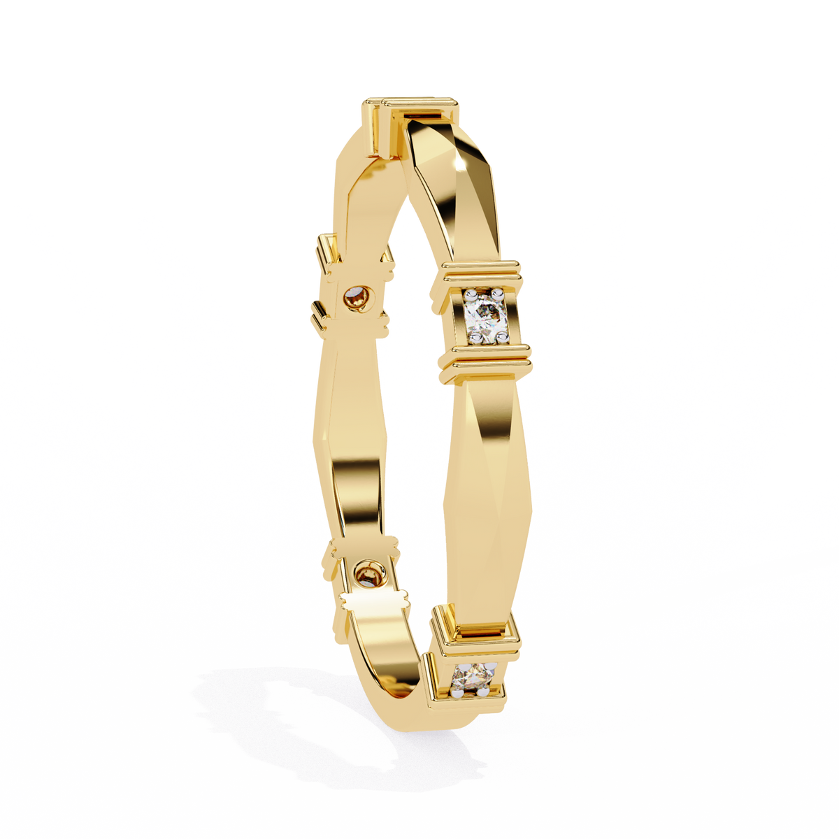 Geometric Diamond Band Ring Yellow Gold