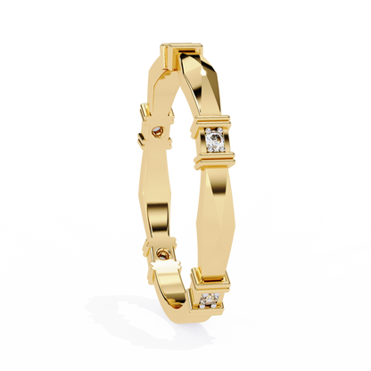 Geometric Diamond Band Ring Yellow Gold