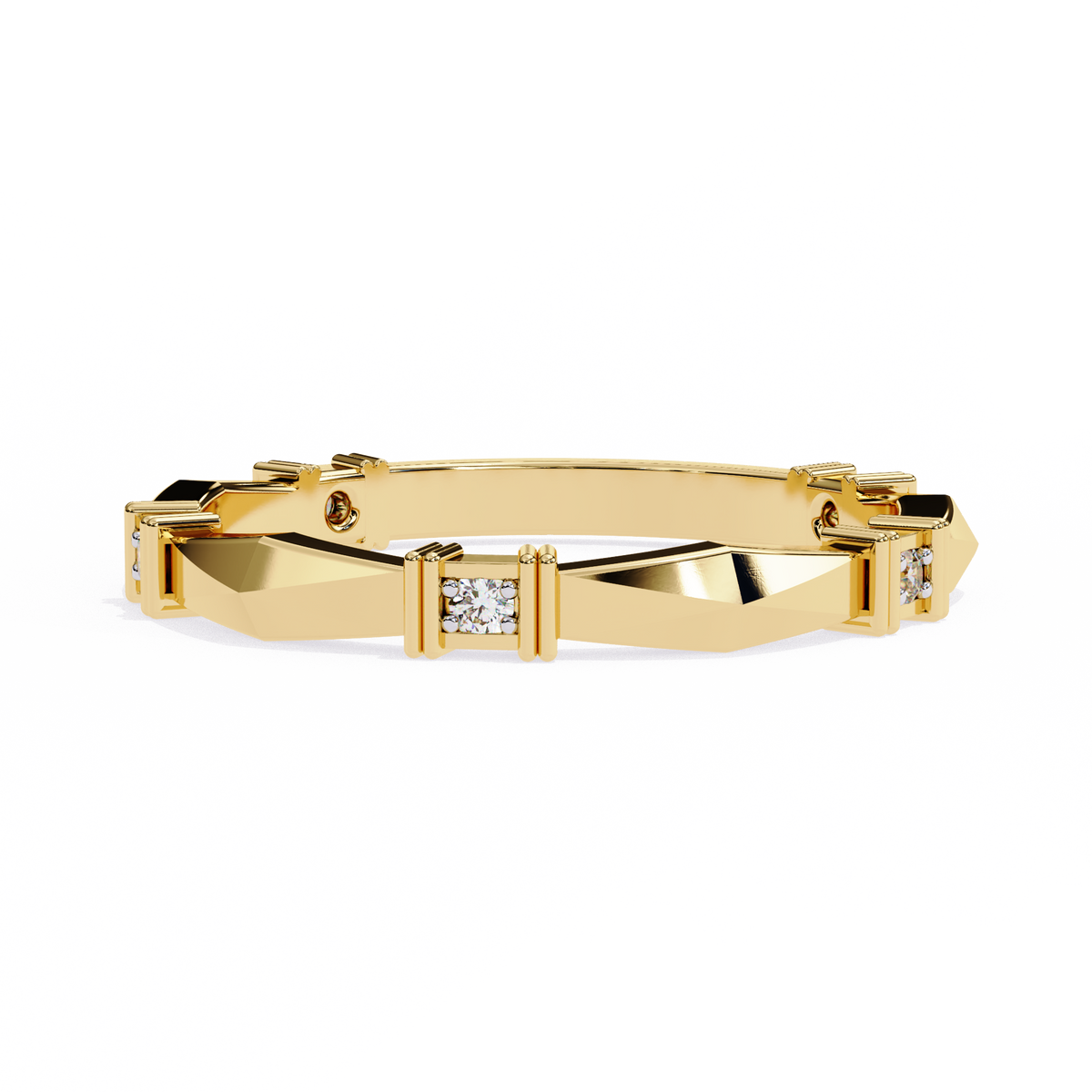 Geometric Diamond Band Ring Yellow Gold