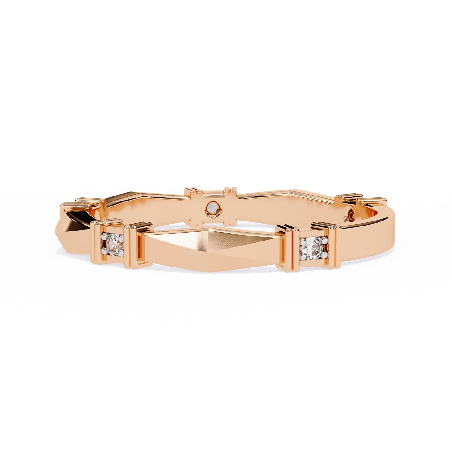 Geometric Diamond Band Ring Rose Gold
