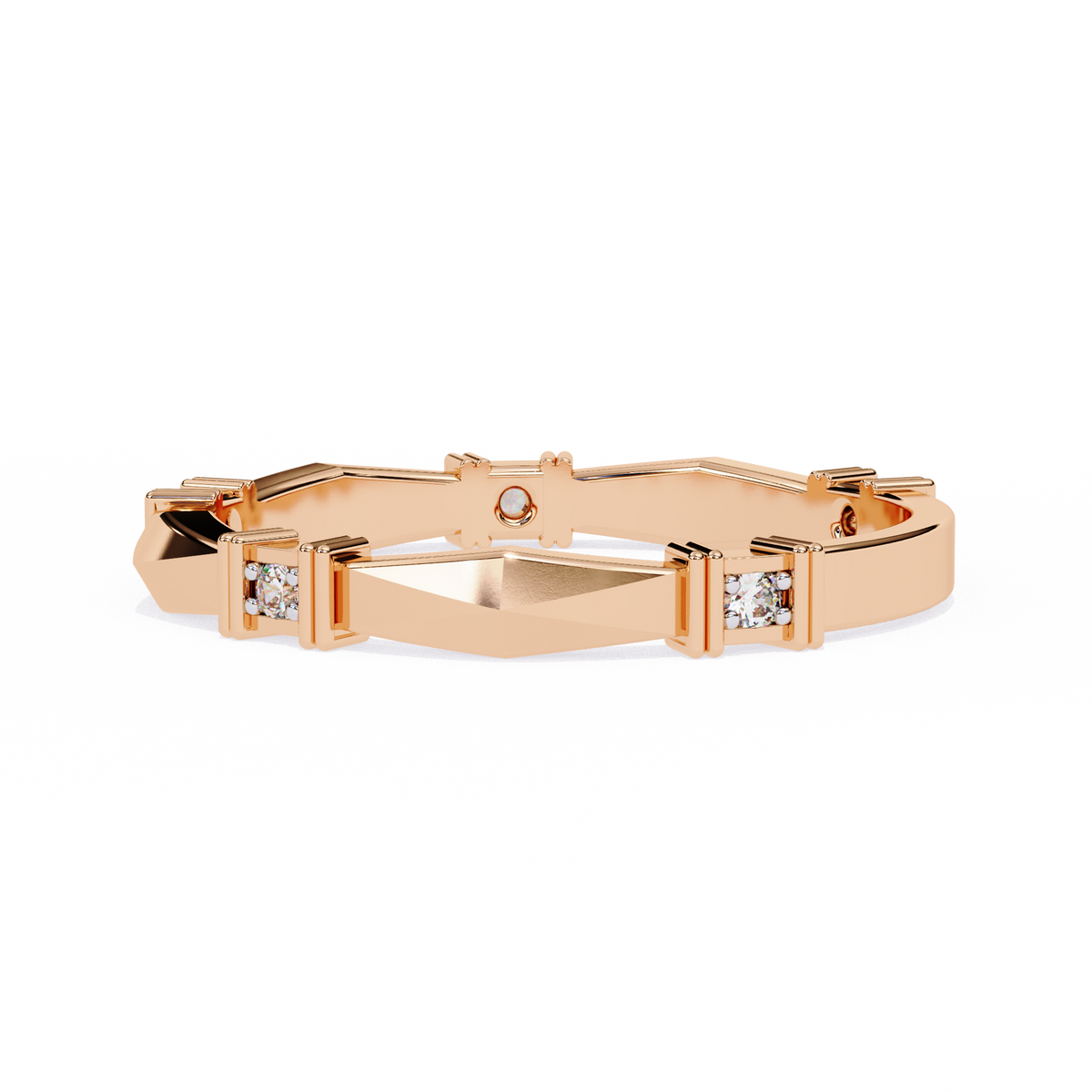 Geometric Diamond Band Ring Rose Gold
