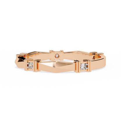 Geometric Diamond Band Ring Rose Gold