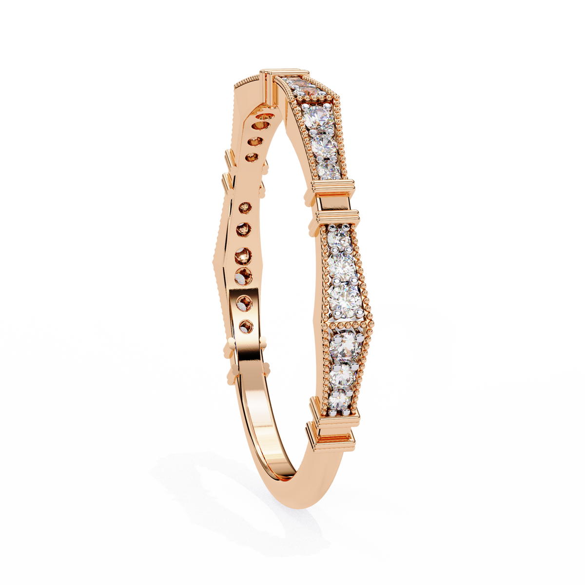 Art Deco Diamond Band Ring Rose Gold