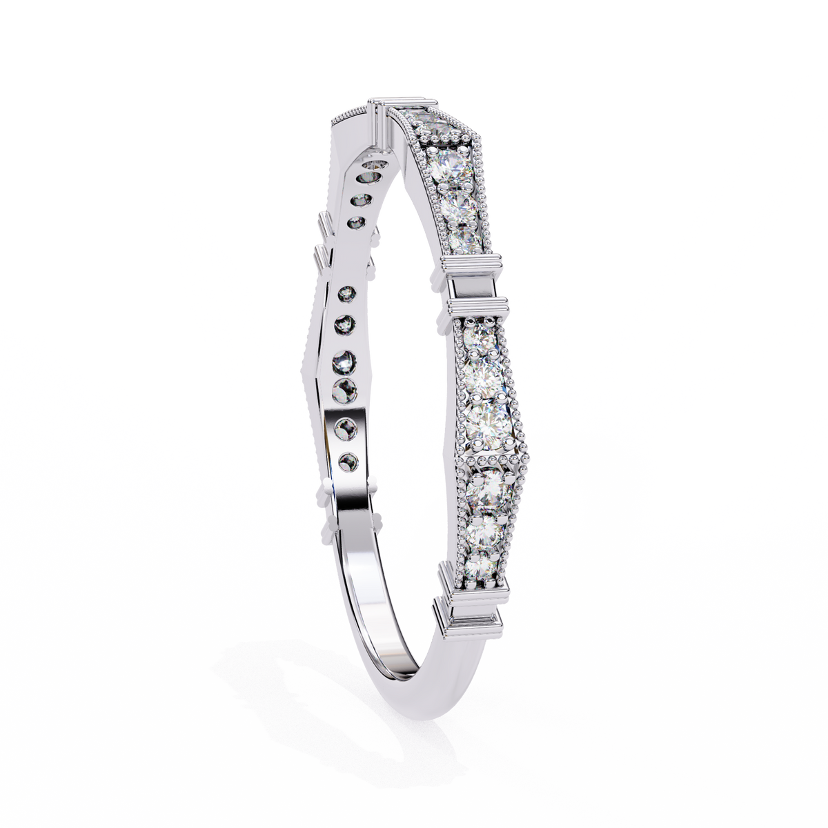 Art Deco Diamond Band Ring White Gold