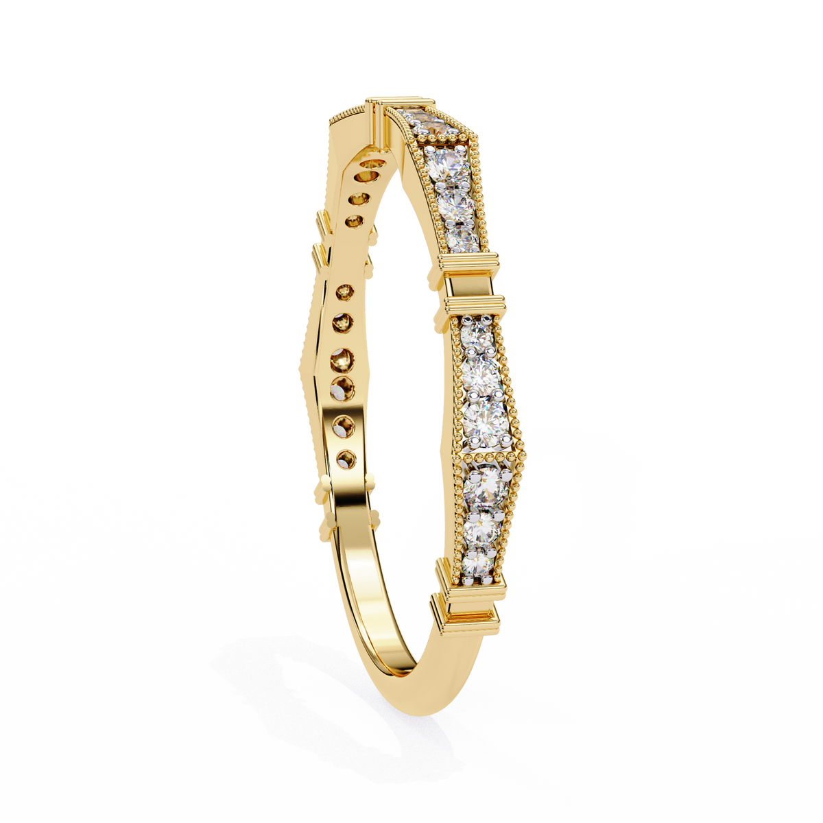Art Deco Diamond Band Ring Yellow Gold