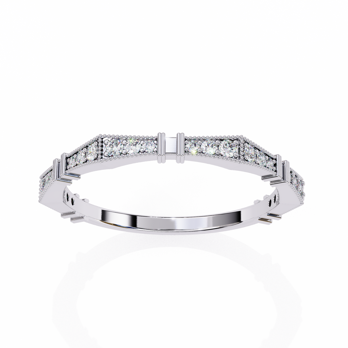 Art Deco Diamond Band Ring White Gold