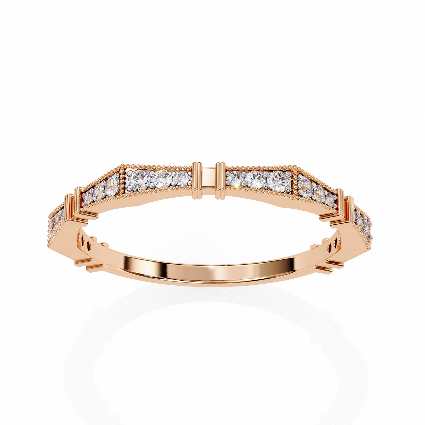 Art Deco Diamond Band Ring Rose Gold