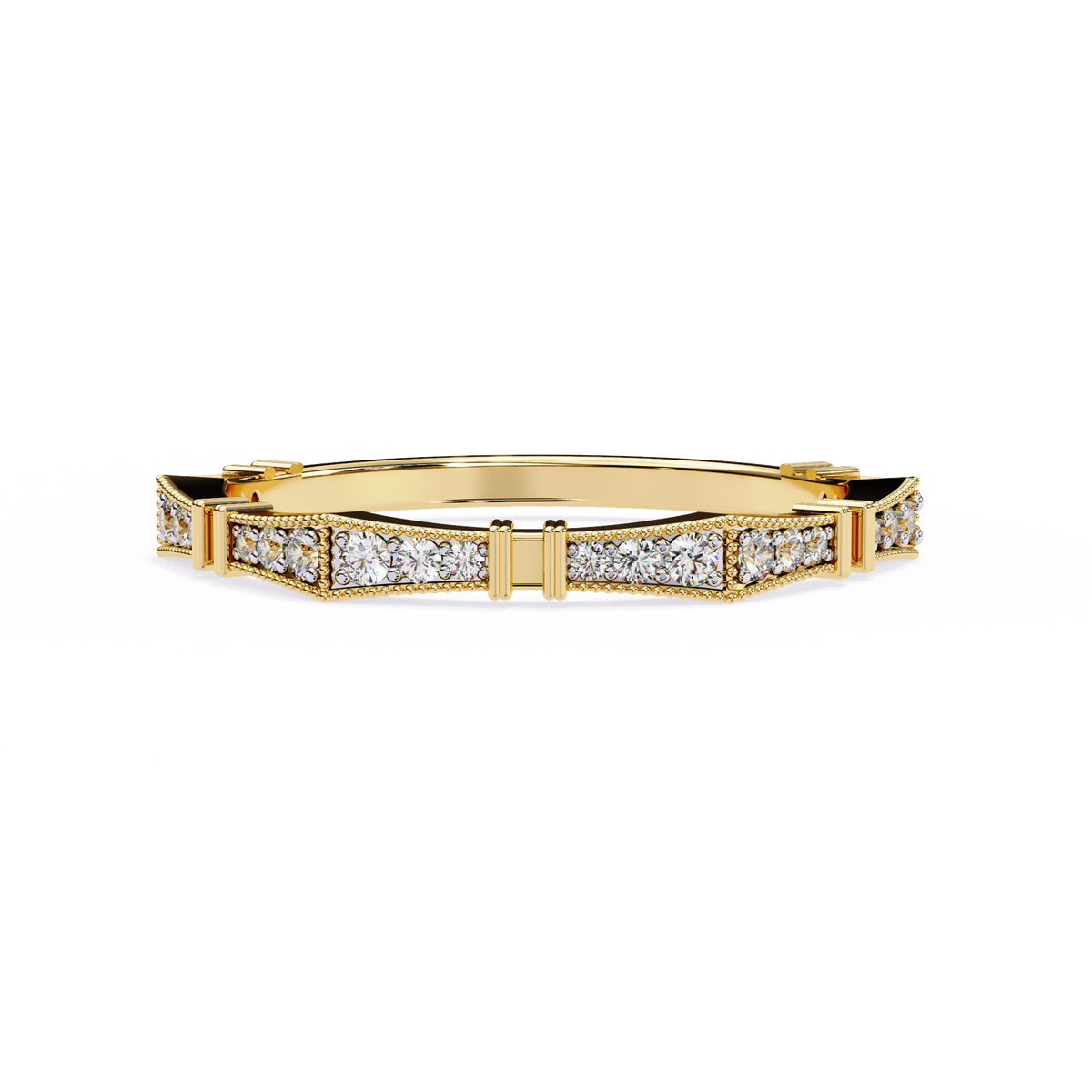 Art Deco Diamond Band Ring Yellow Gold