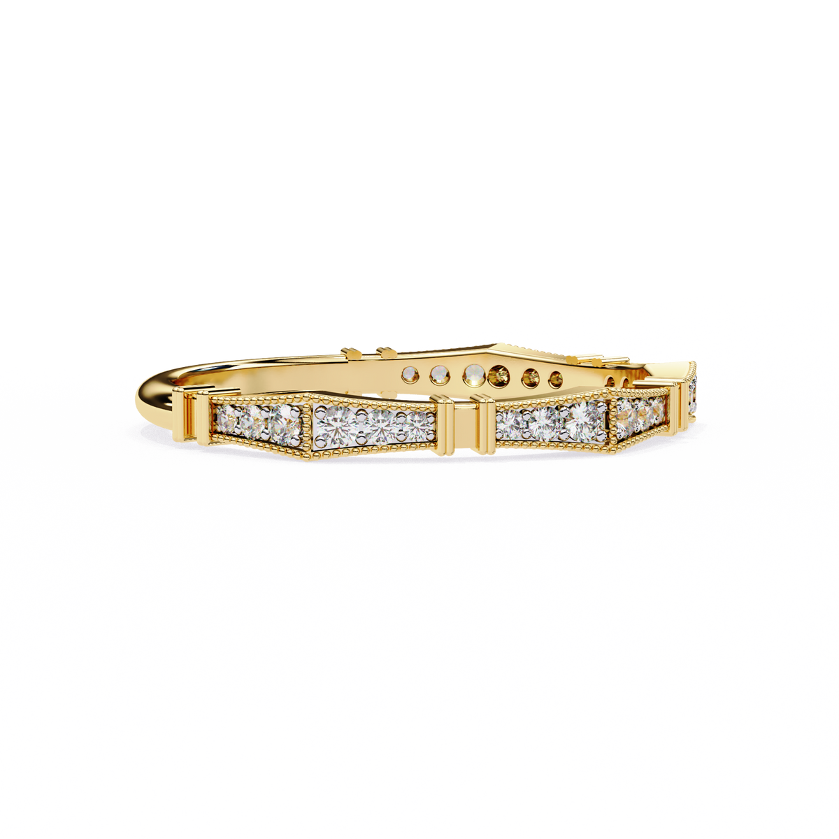 Art Deco Diamond Band Ring Yellow Gold
