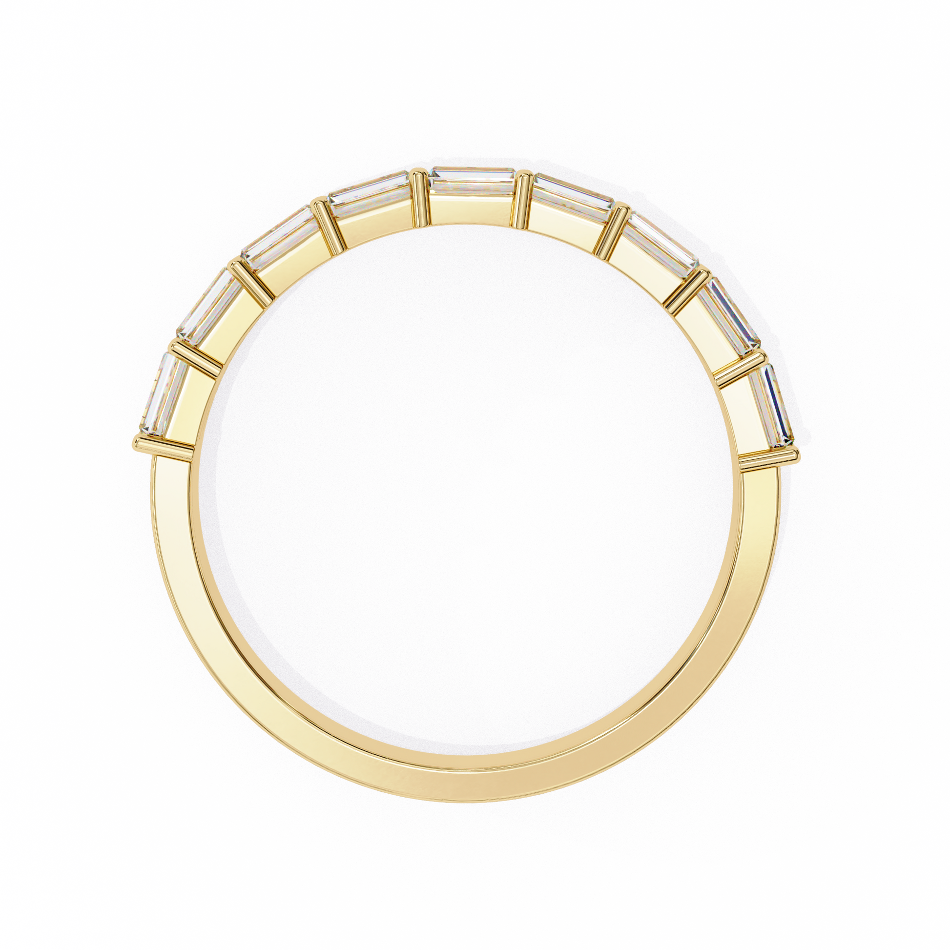 Baguette and Round Diamond Band Yellow Gold