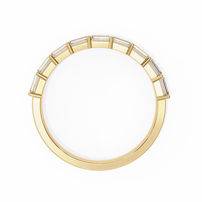 Baguette and Round Diamond Band Yellow Gold