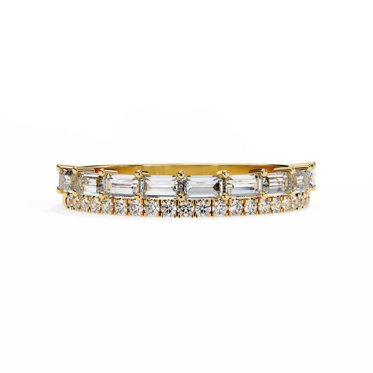 Baguette and Round Diamond Band