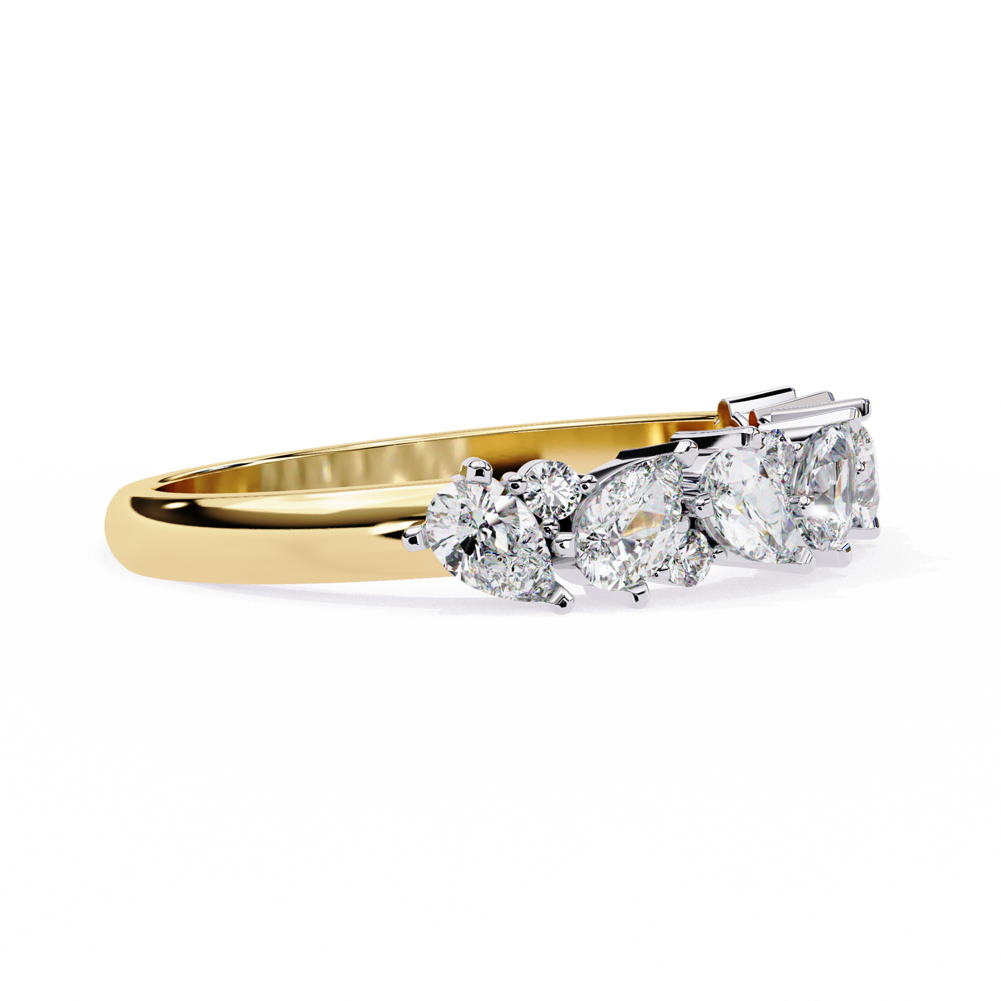 Pear and Round Diamond Band
Yellow Glod