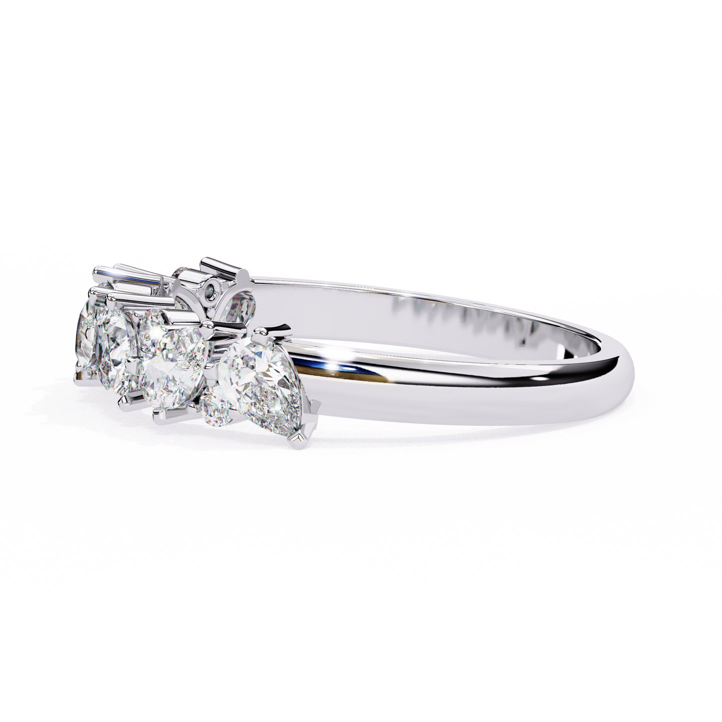 Pear and Round Diamond Band
White Glod
