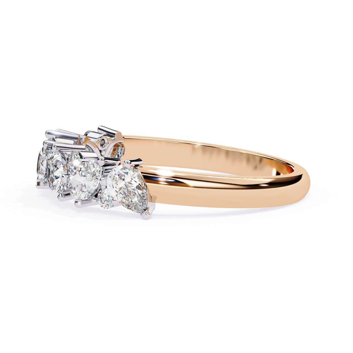 Pear and Round Diamond Band
Rose Glod