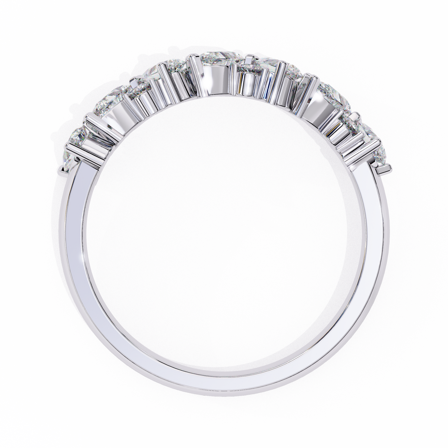Pear and Round Diamond Band
White Glod