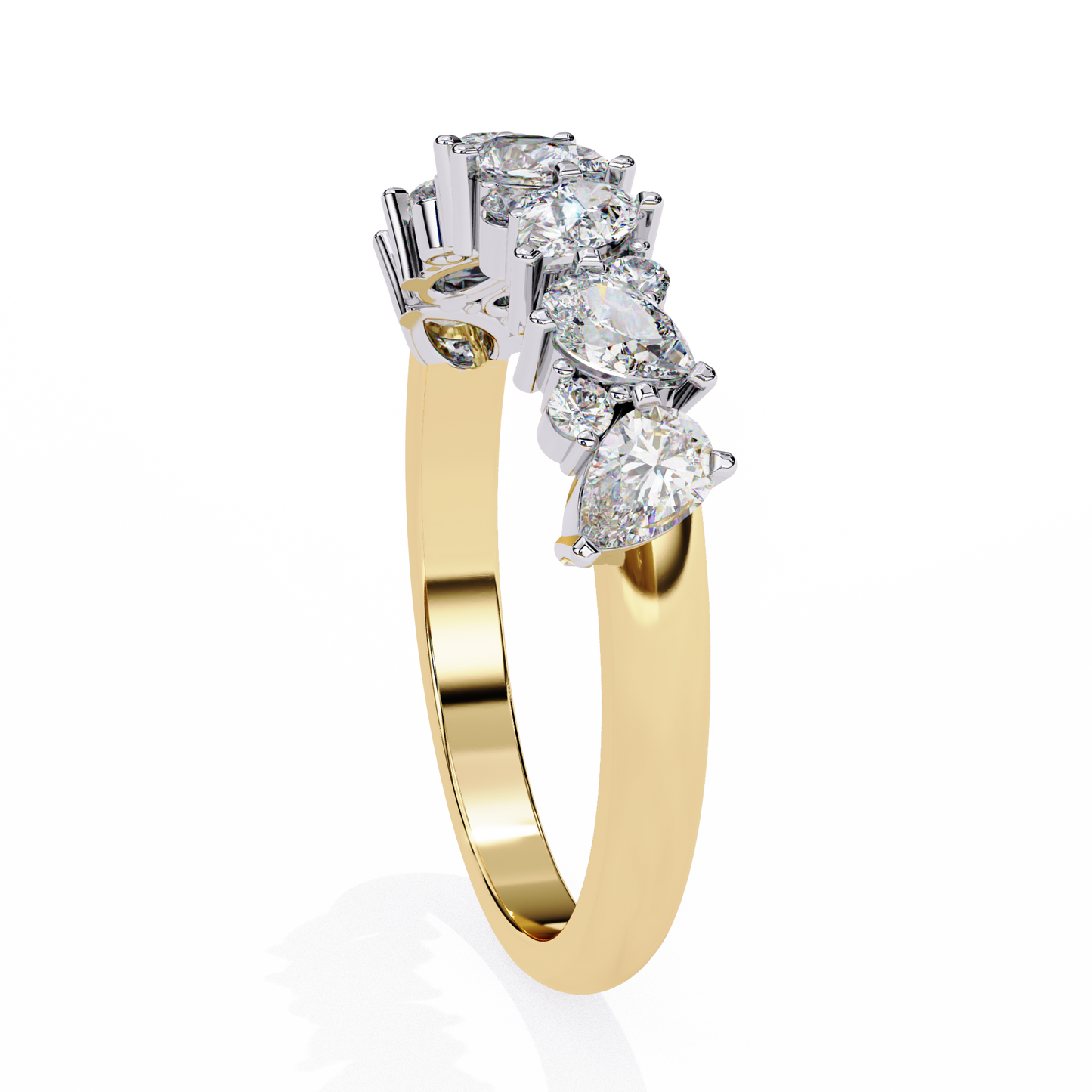 Pear and Round Diamond Band
Yellow Glod