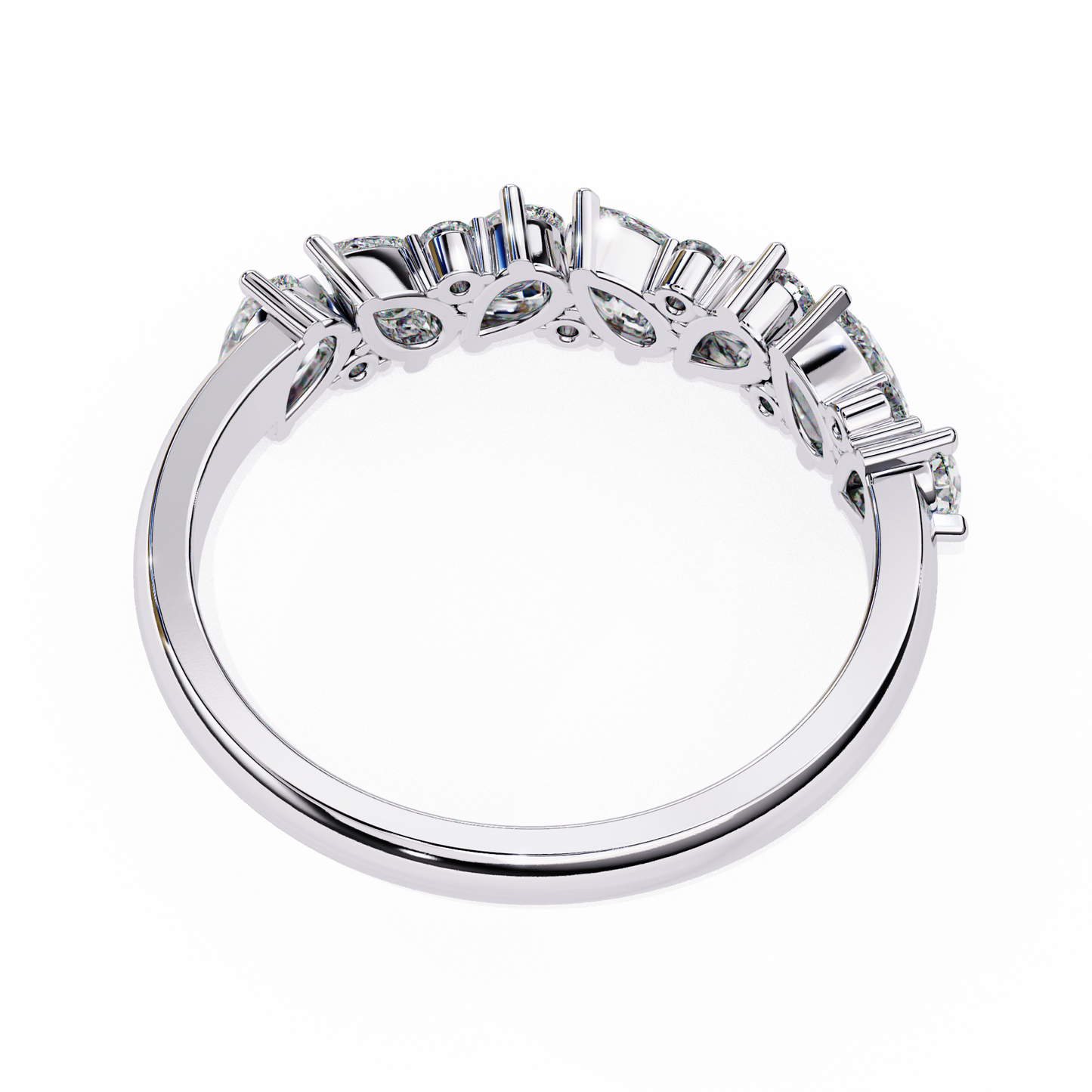 Pear and Round Diamond Band
White Glod