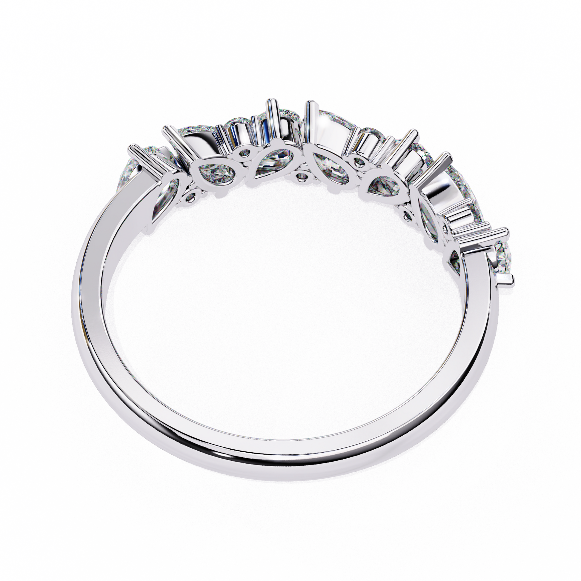 Pear and Round Diamond Band
White Glod