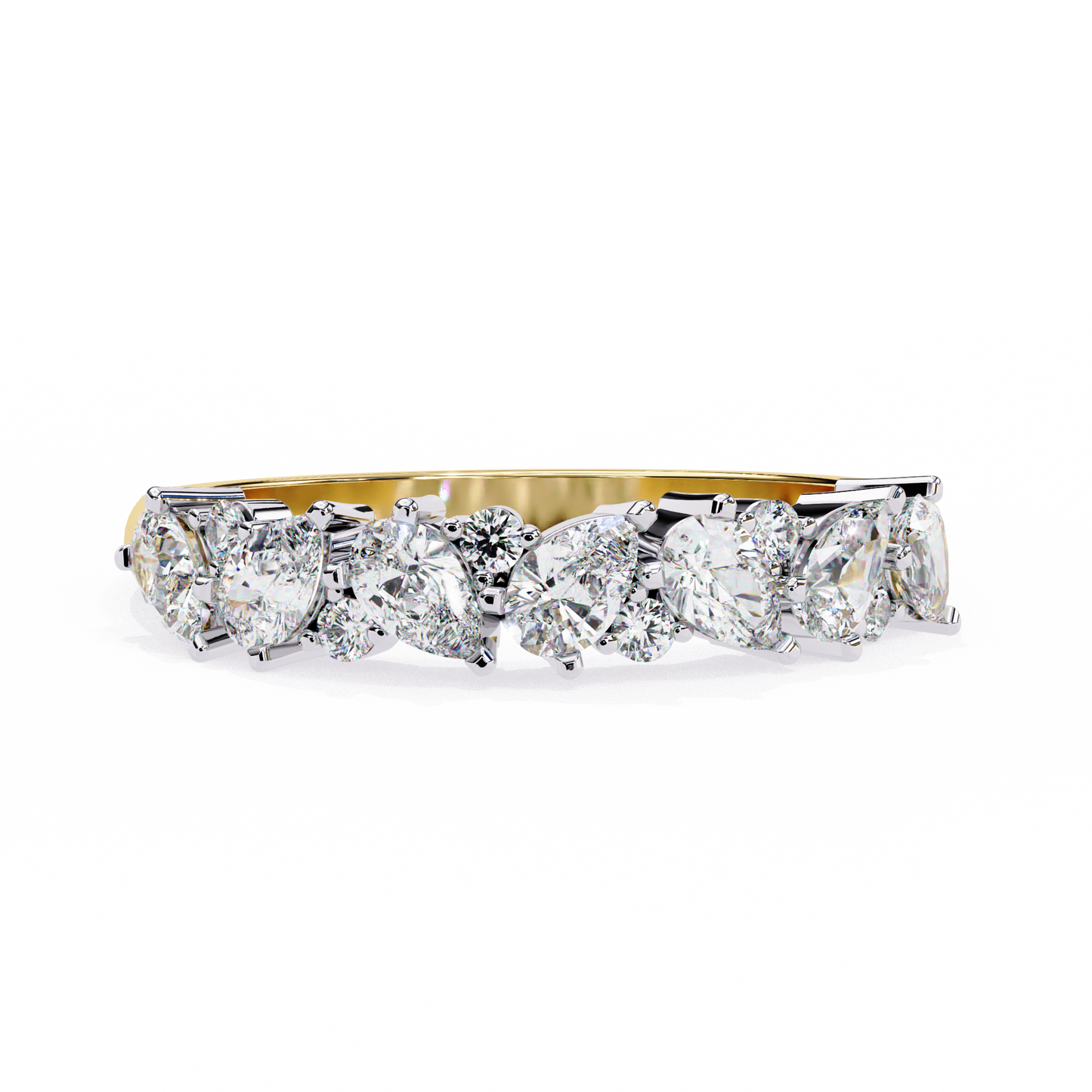 Pear and Round Diamond Band
Yellow Glod