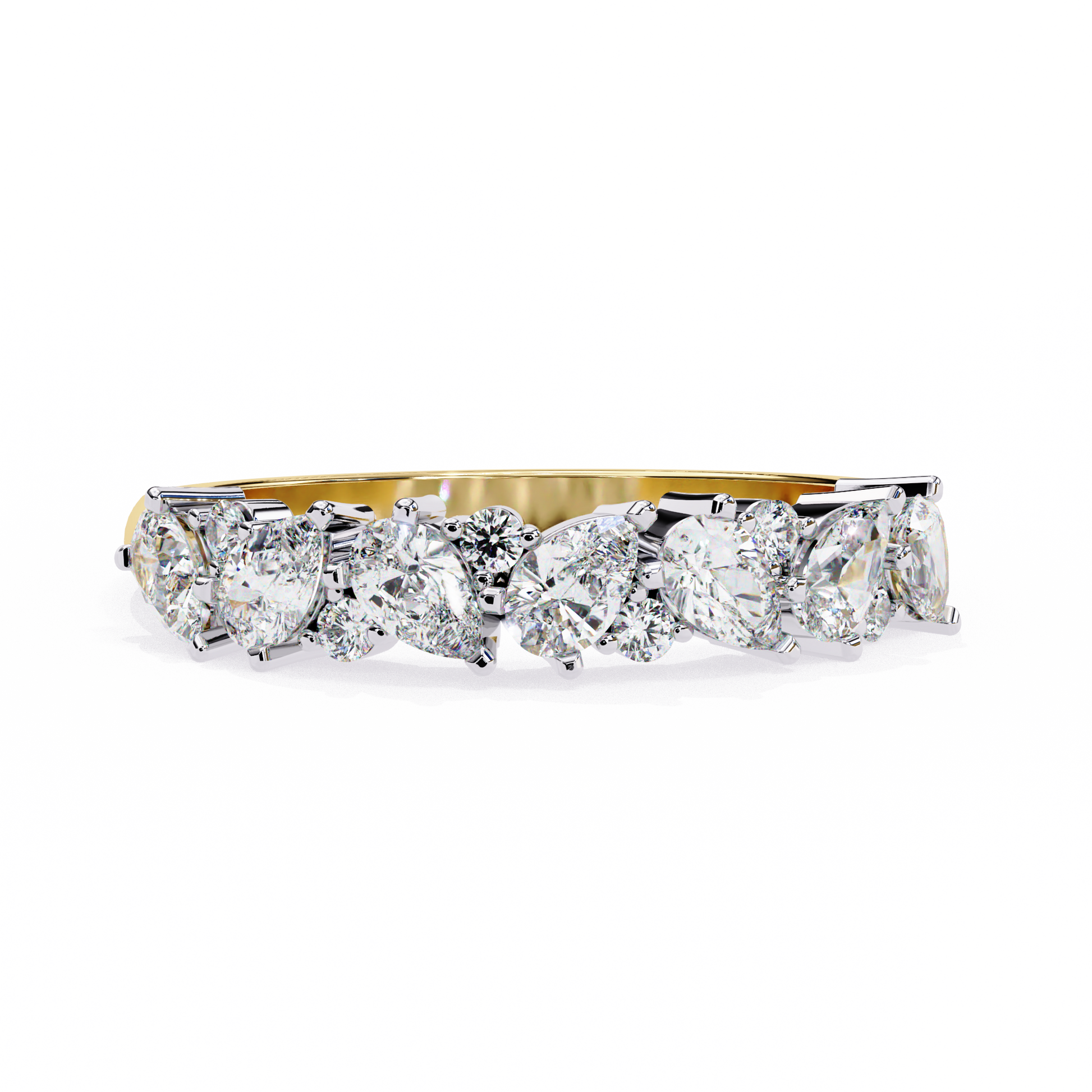 Pear and Round Diamond Band
Yellow Glod
