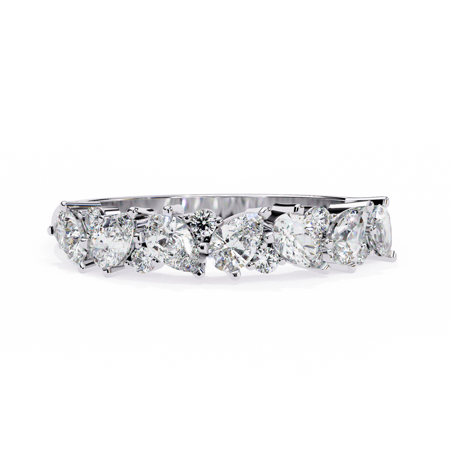 Pear and Round Diamond Band
White Glod