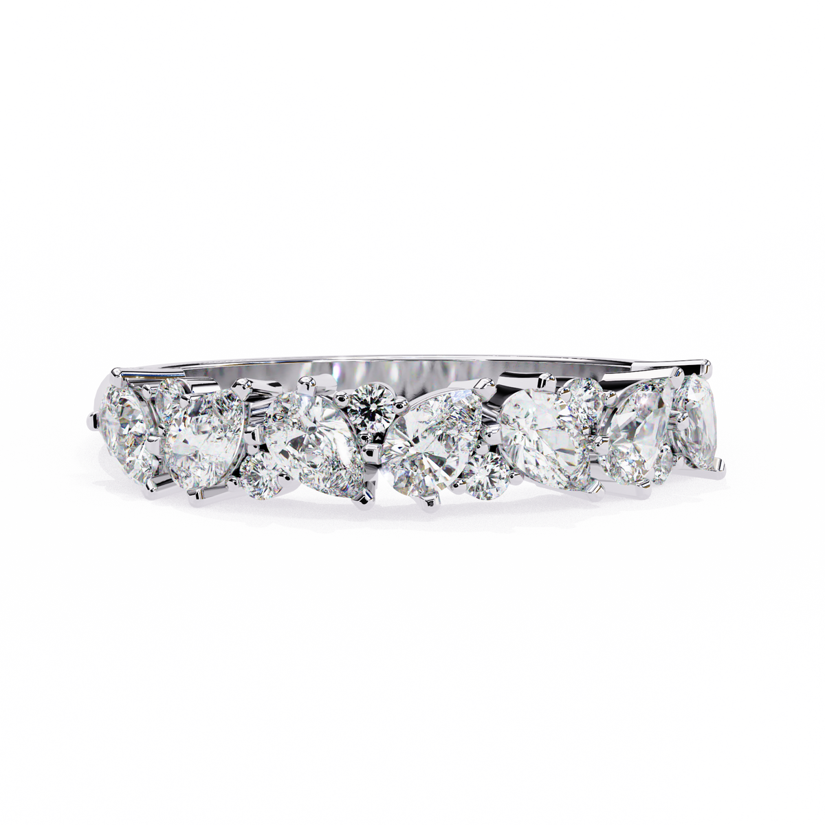 Pear and Round Diamond Band
White Glod