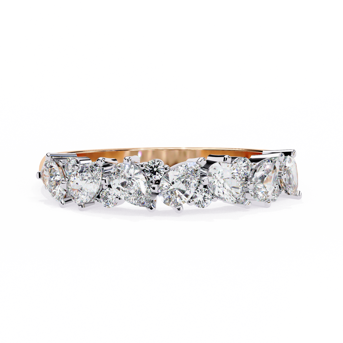 Pear and Round Diamond Band
Rose Glod