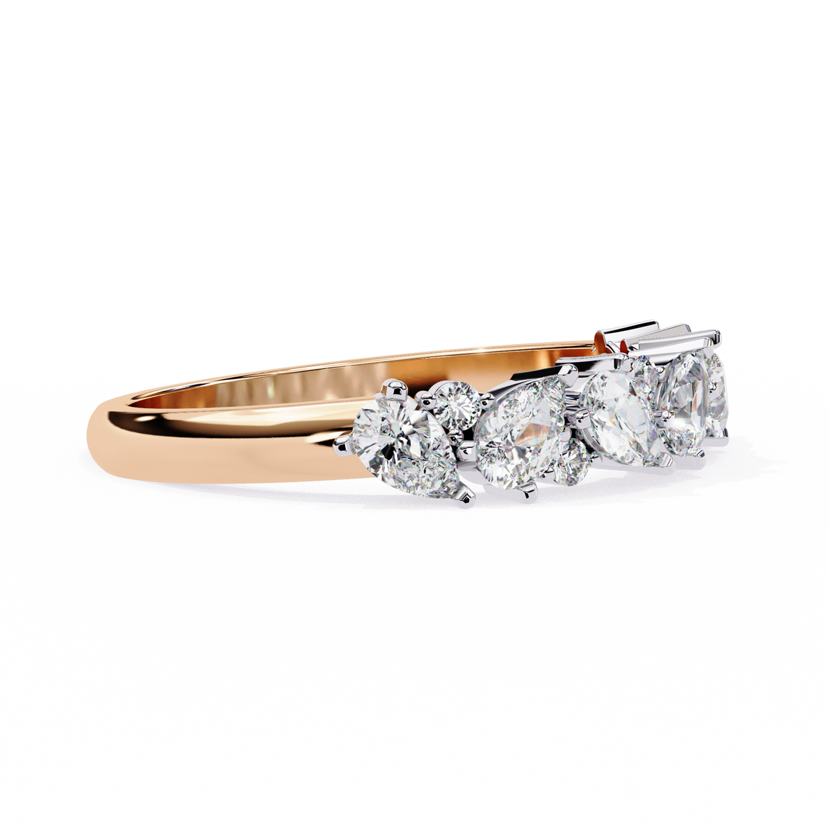 Pear and Round Diamond Band
Rose Glod